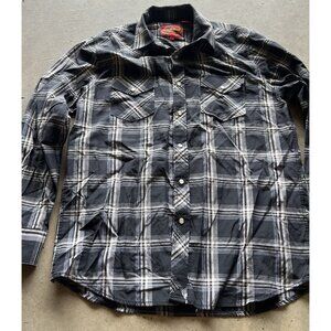 Attrak Jeans Black Squared Long Sleeve Snap Shirt Men’s sz Large Western